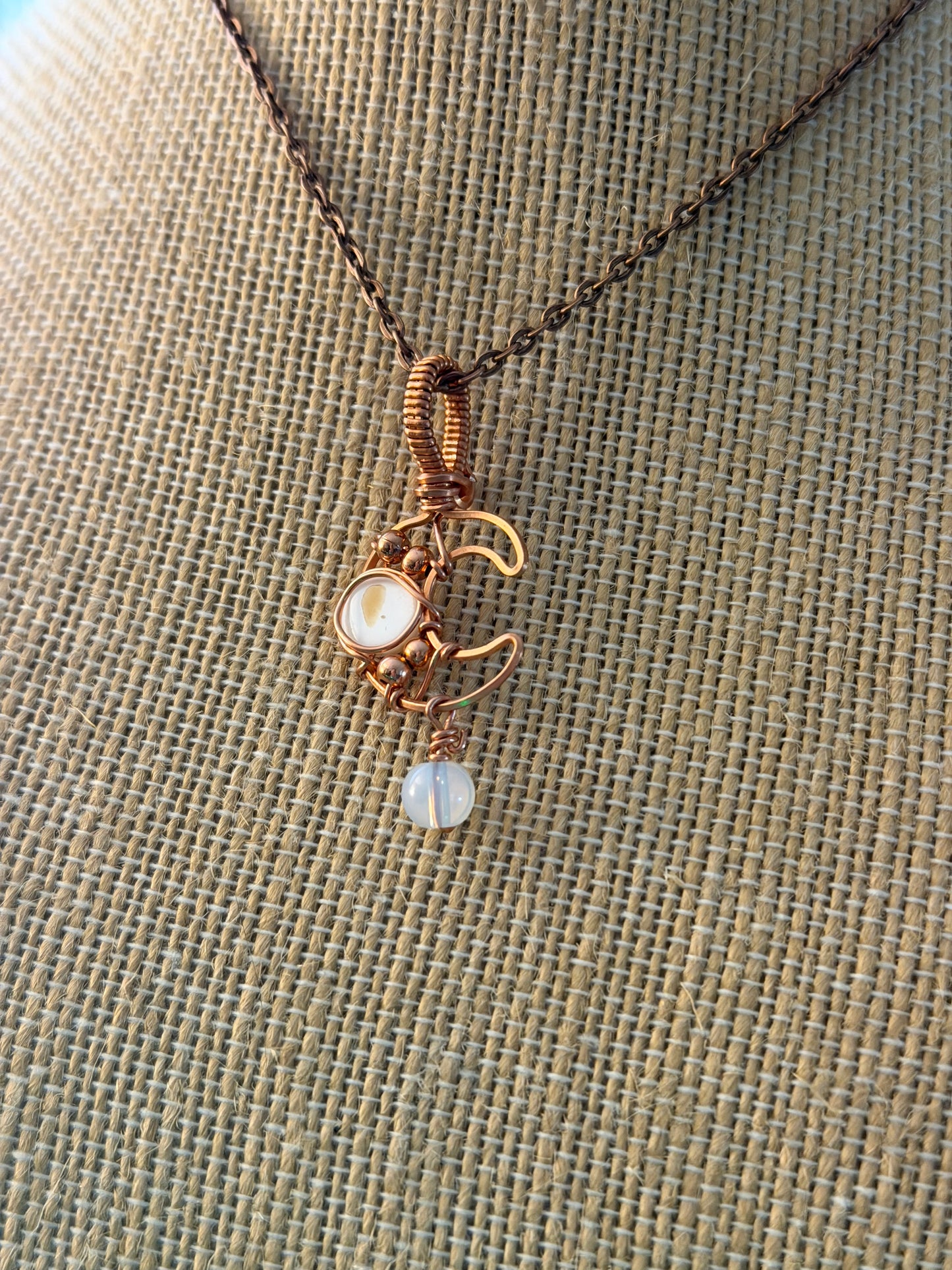 Mother of Pearl and Opalite Crescent Moon
