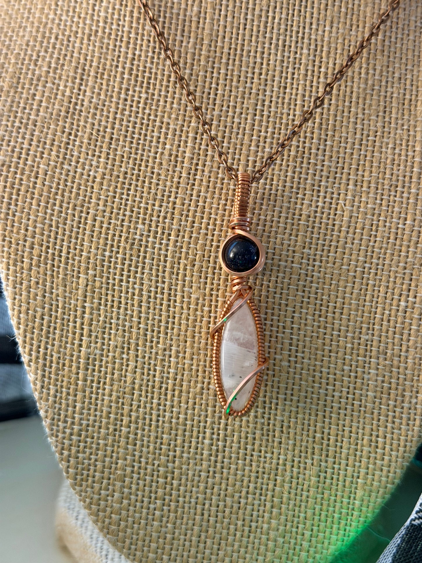 Blue Goldstone & Rainbow Moonstone