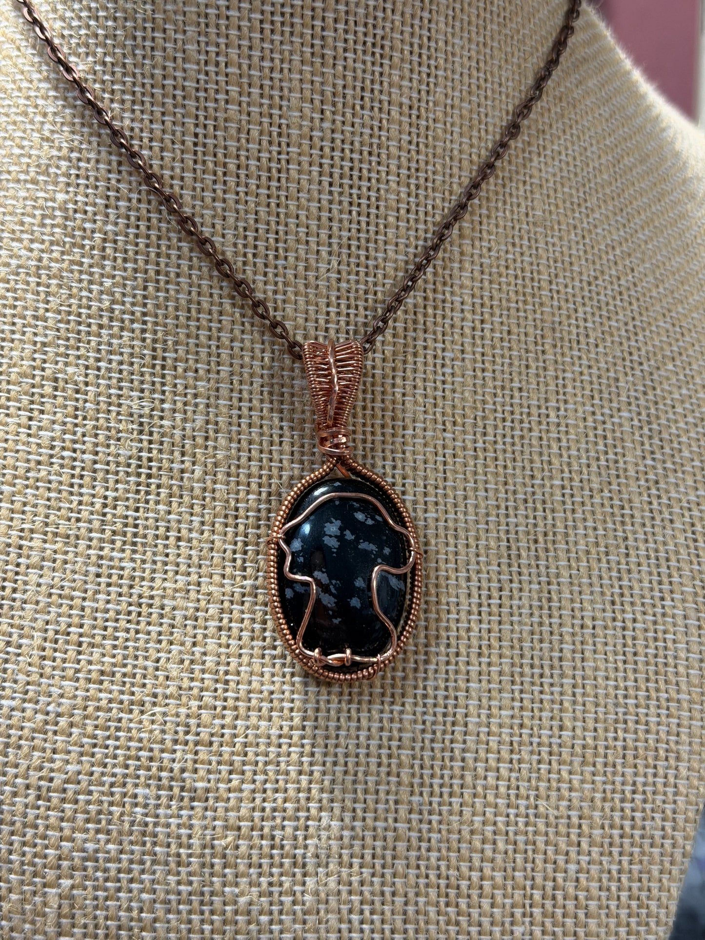 Snowflake Obsidian Jane Austen Pendant