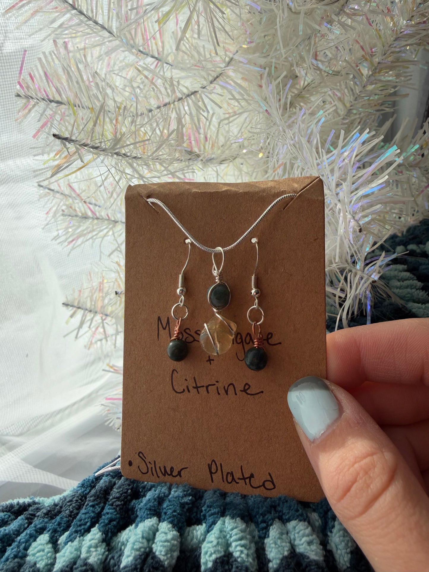 Moss Agate & Citrine Gift Set