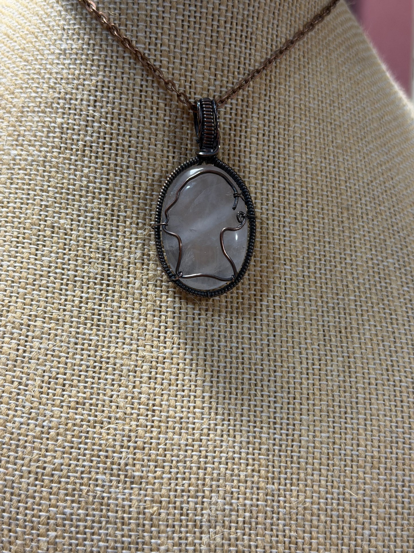 Rose Quartz Jane Austen Pendant