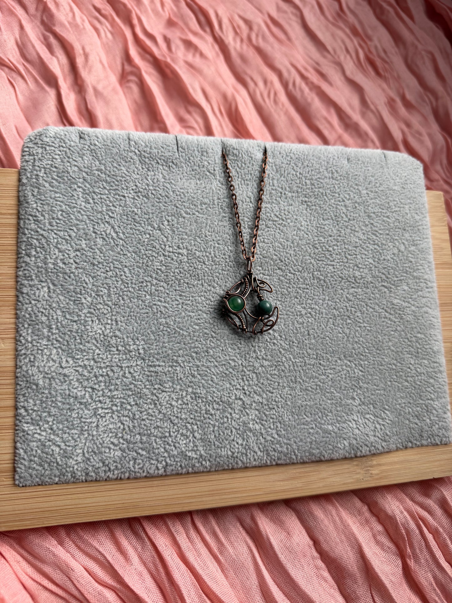 Aventurine & Moss Agate Crescent Moon
