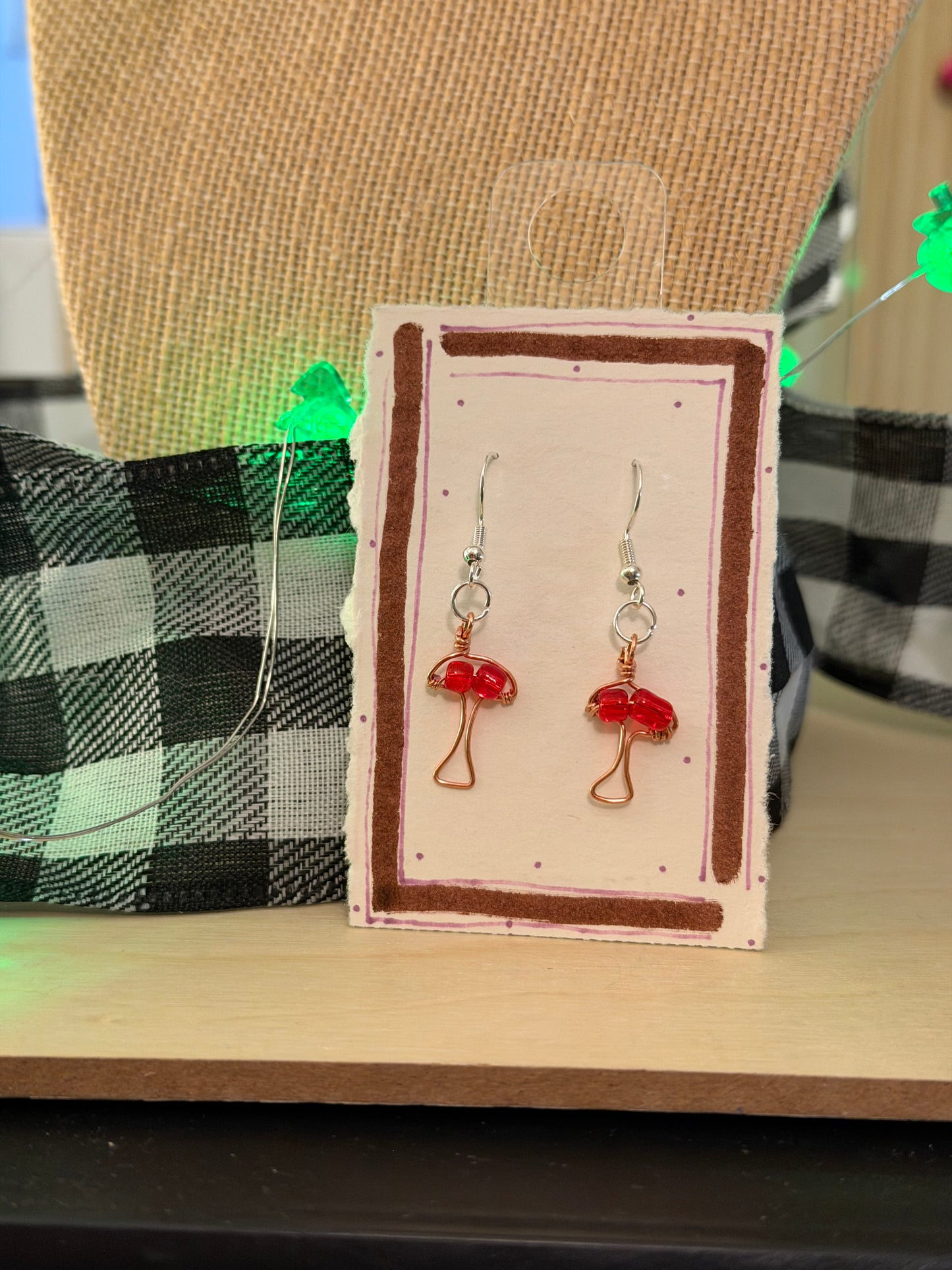 Mushroom Seed Bead Earrings