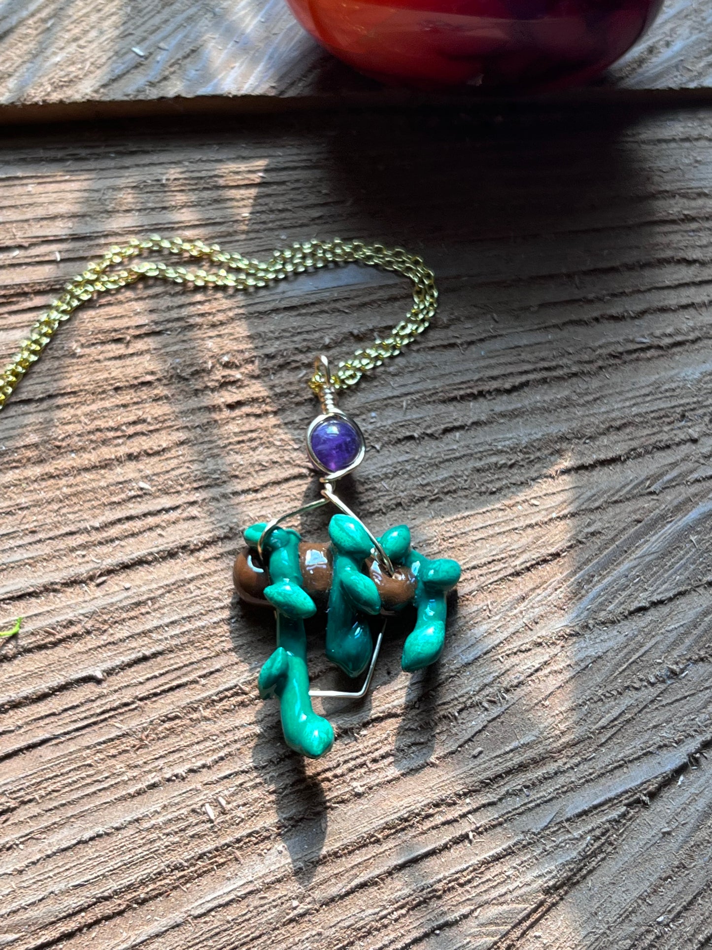 Amethyst Begonia Plant Basket Pendant