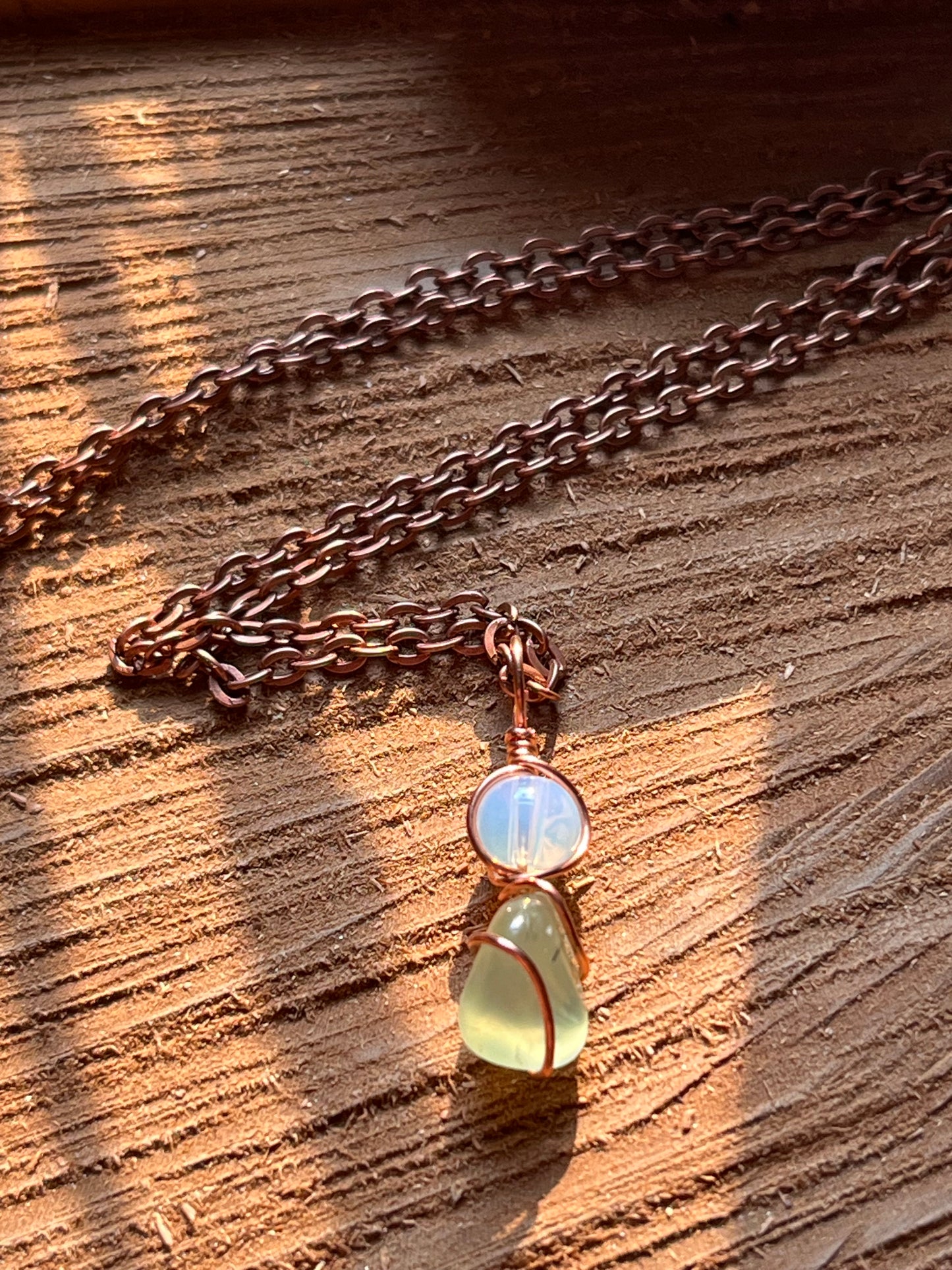 Opalite + Prehnite with Epidote Dainty Double