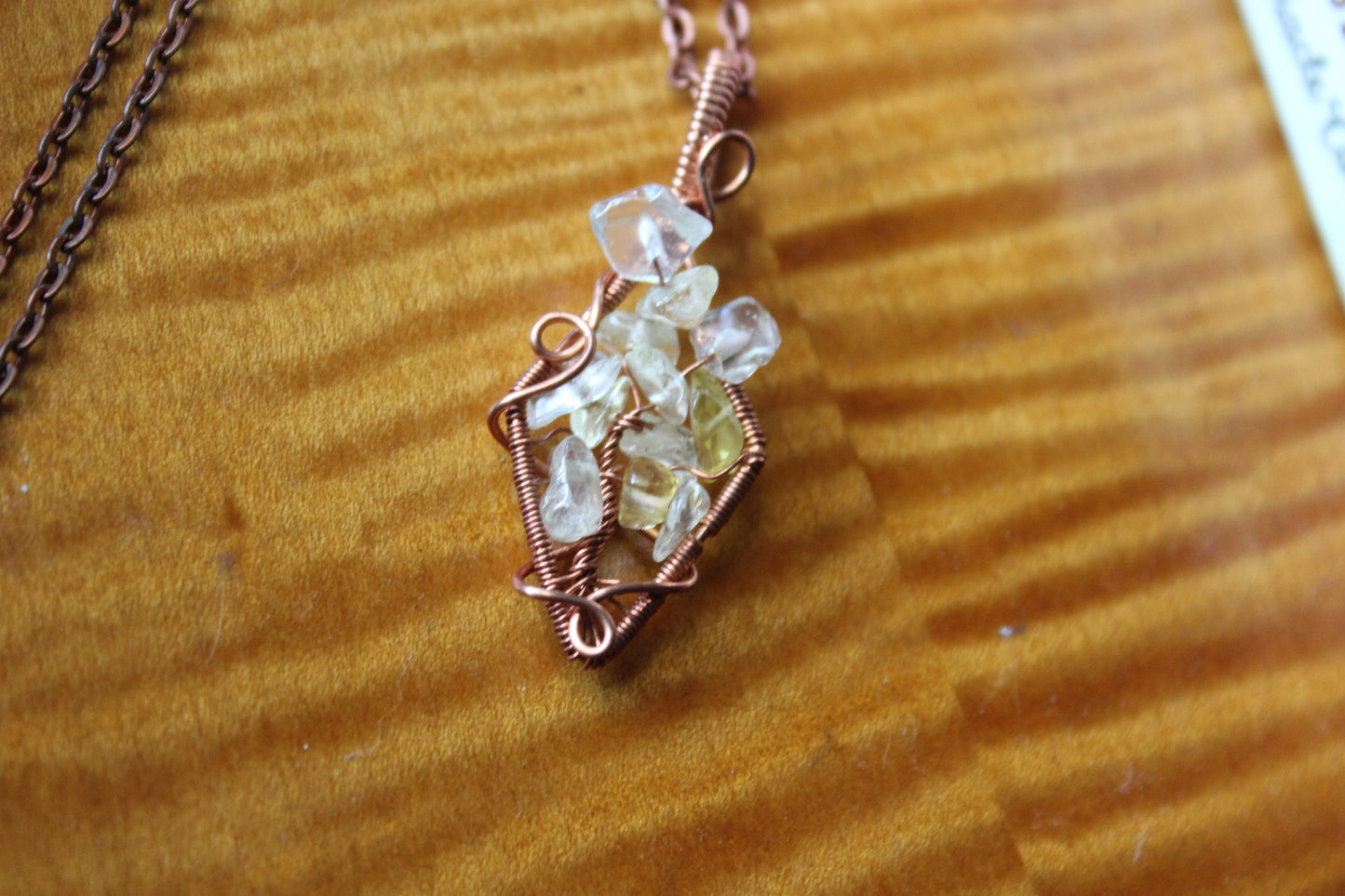 Yellow Quartz Tree of Life Pendant