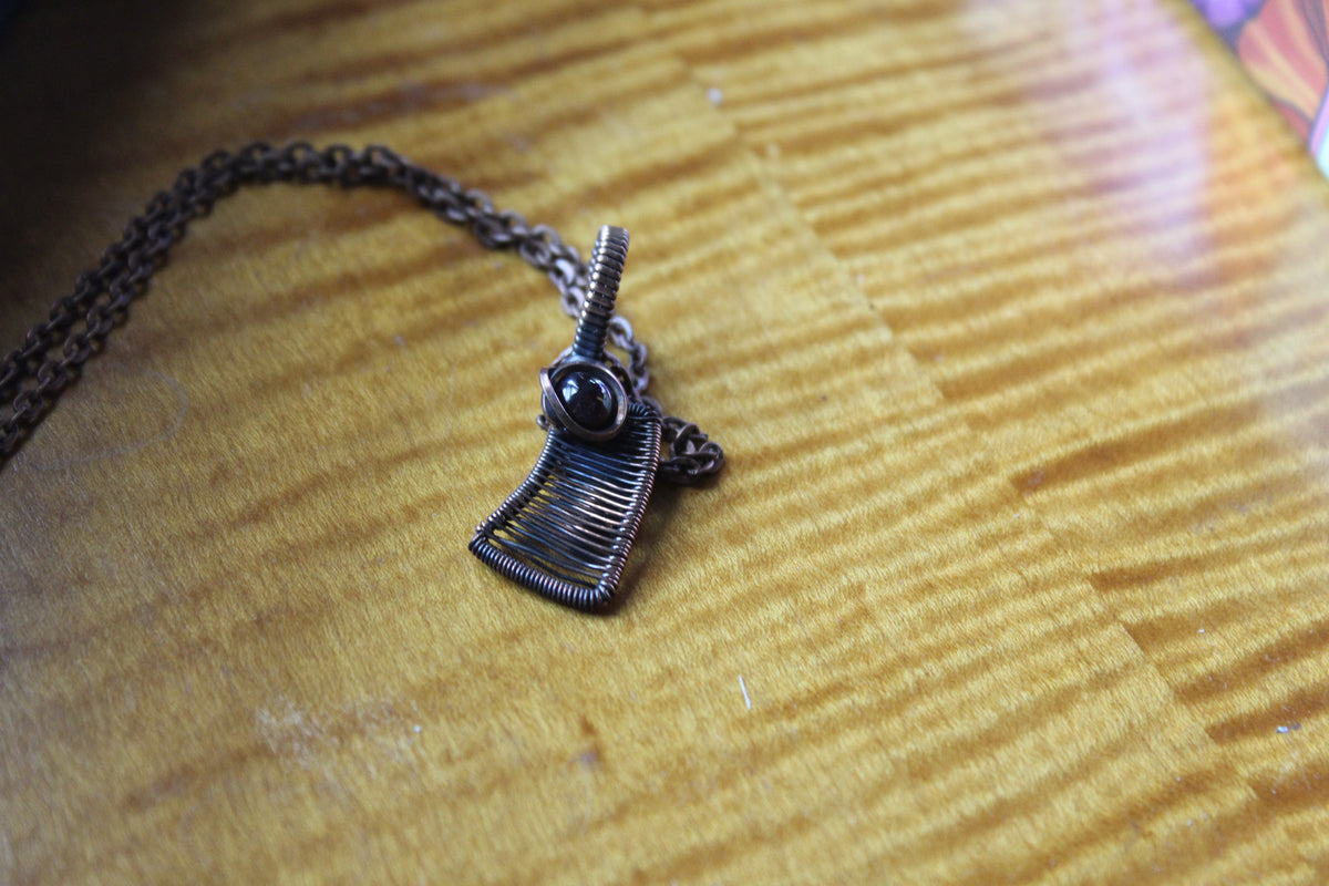 Garnet Meat Cleaver Pendant