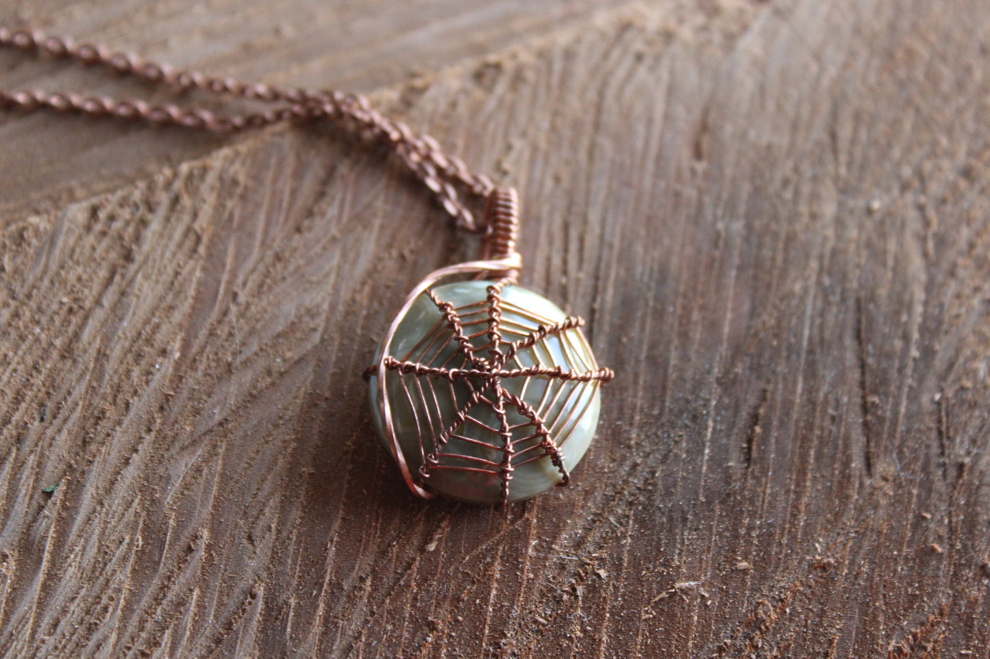 Ocean Jasper Spider Web Pendant