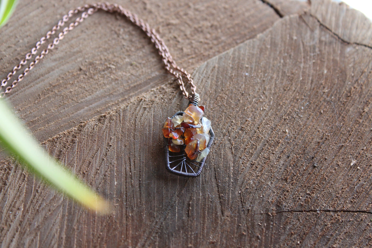 Carnelian Coffin Tree of Life Pendant