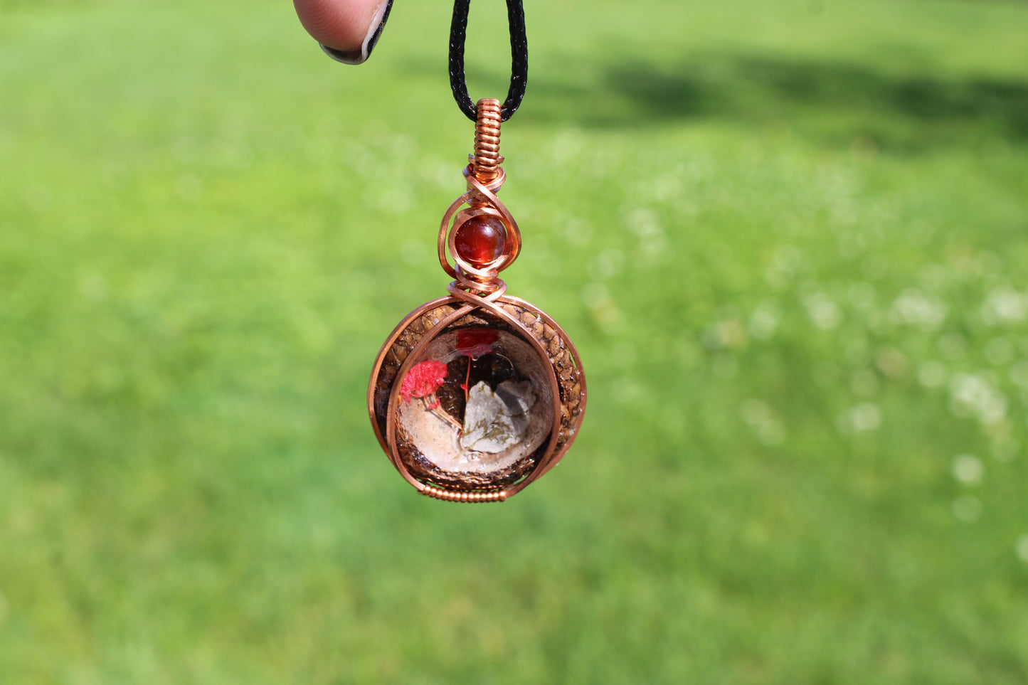Red Banded Agate Acorn Pendant