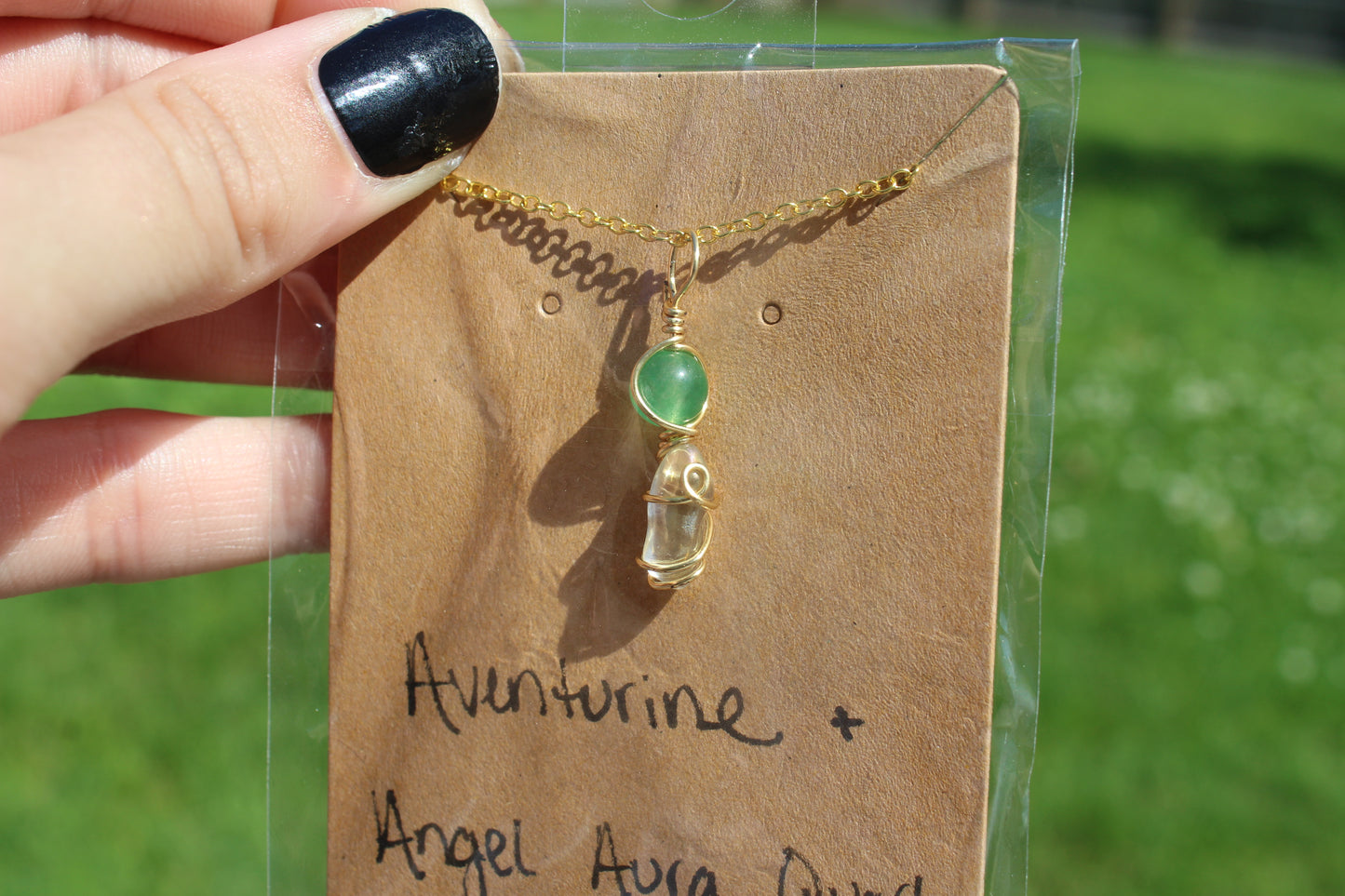 Aventurine & Angel Aura Quartz Dainty Double