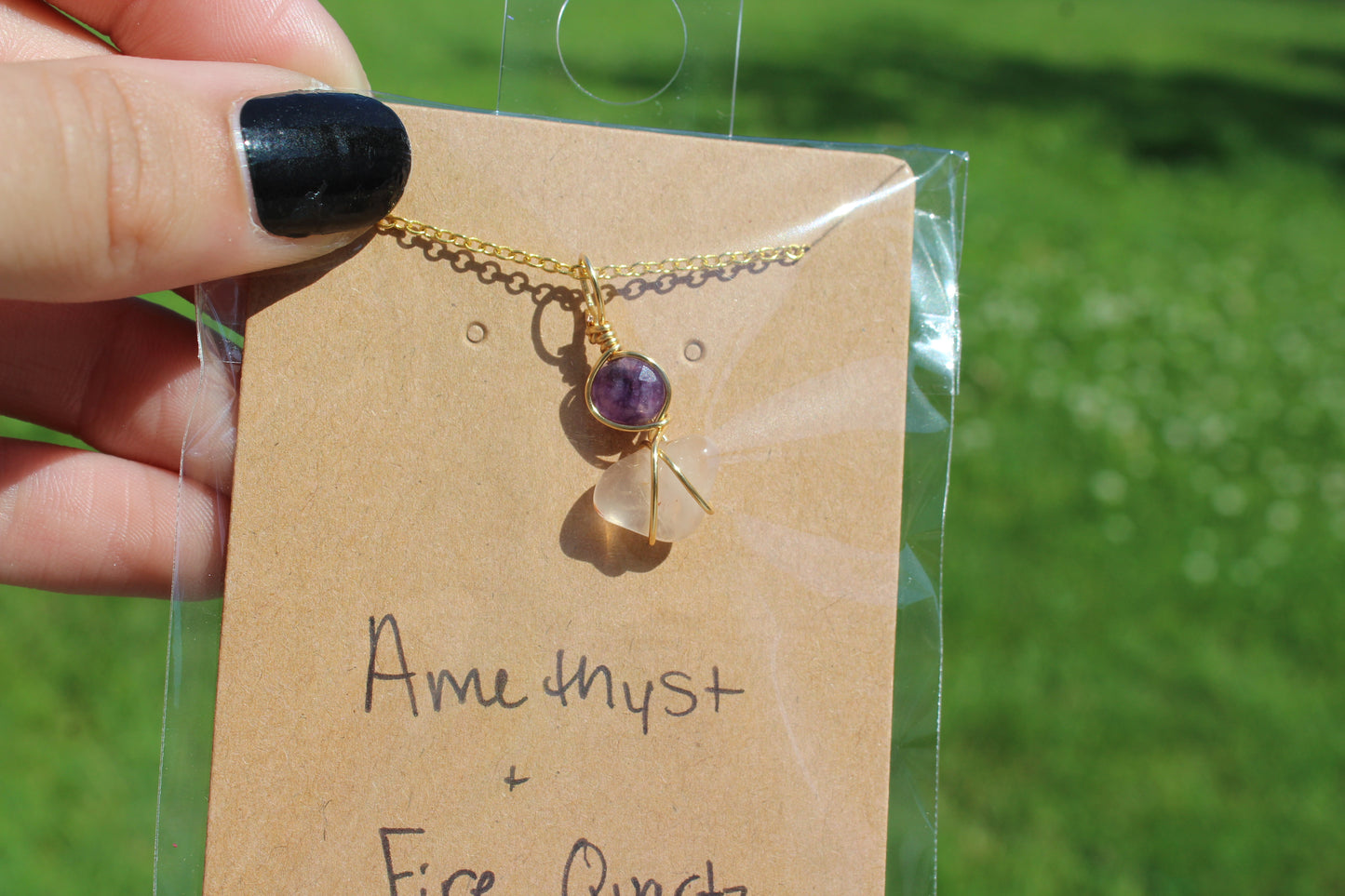 Amethyst & Fire Quartz Dainty Double