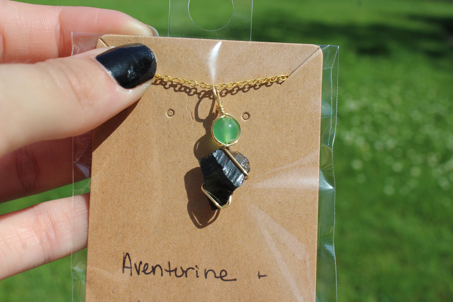 Aventurine & Obsidian Dainty Double