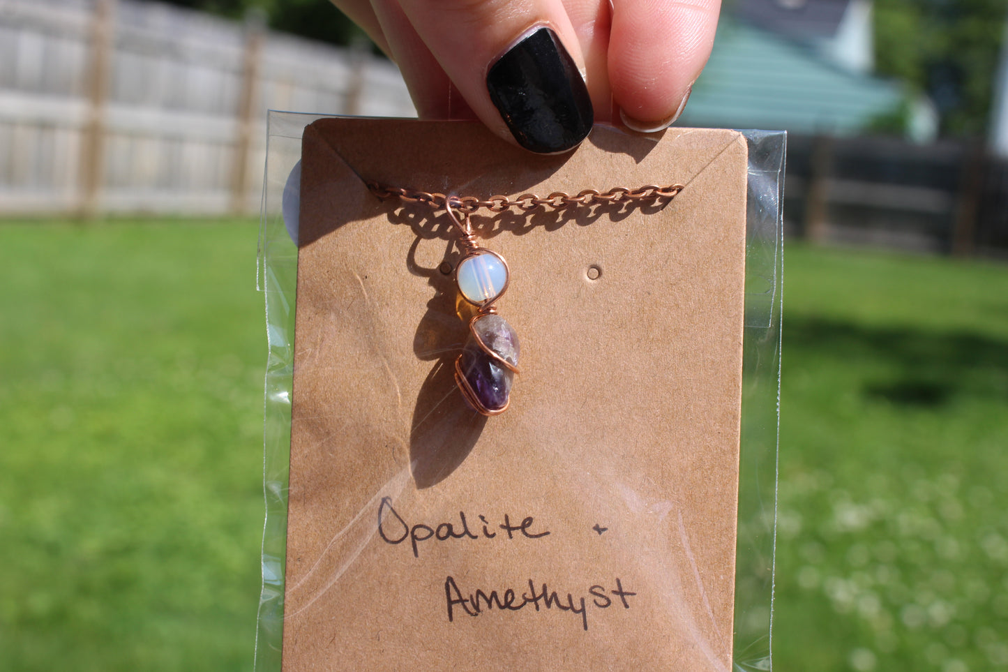 Opalite & Amethyst Dainty Double