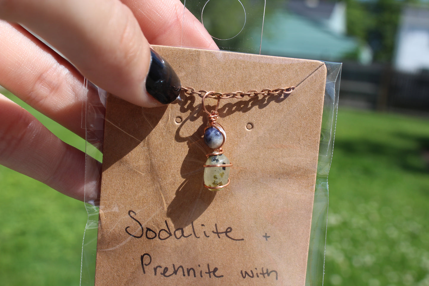 Sodalite & Prehnite with Epidote Dainty Double