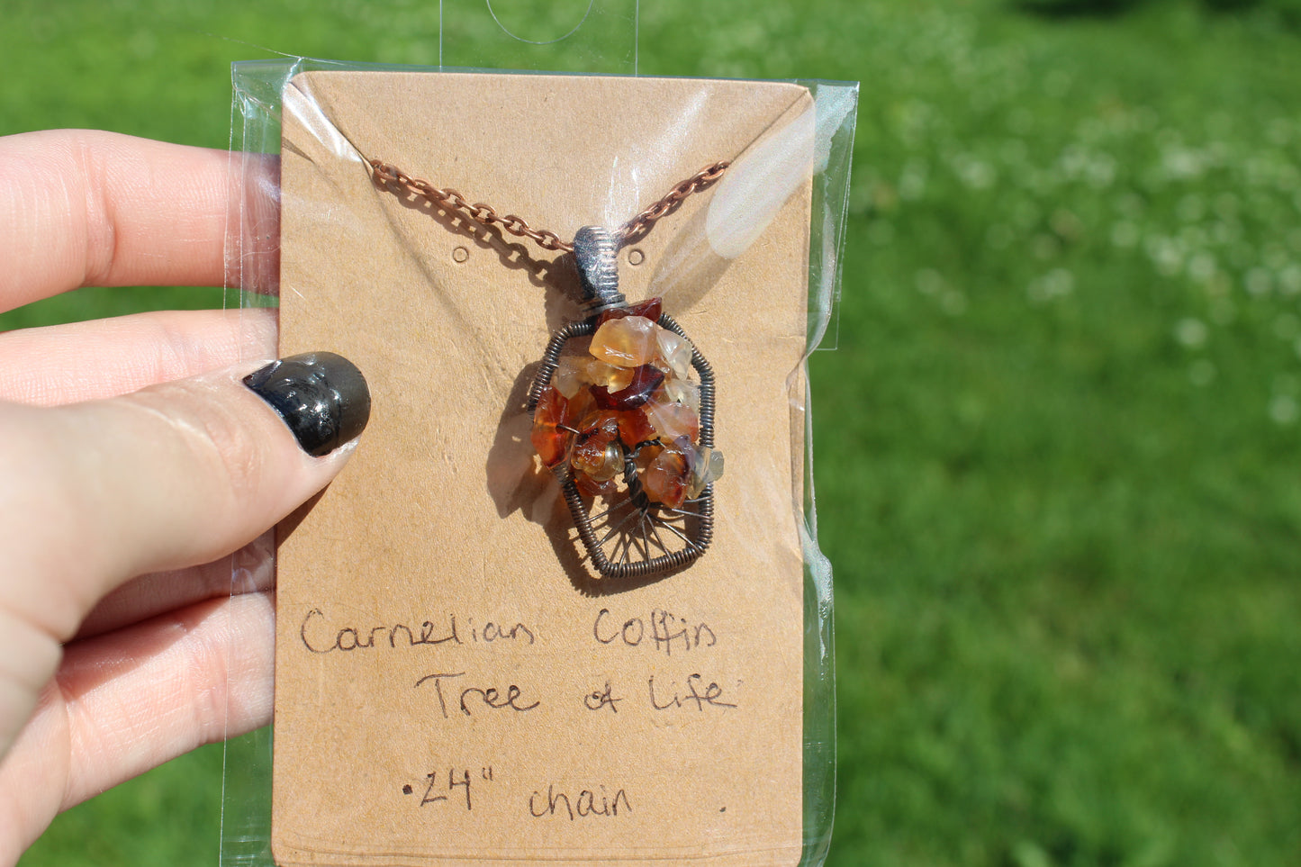 Carnelian Coffin Tree of Life Pendant