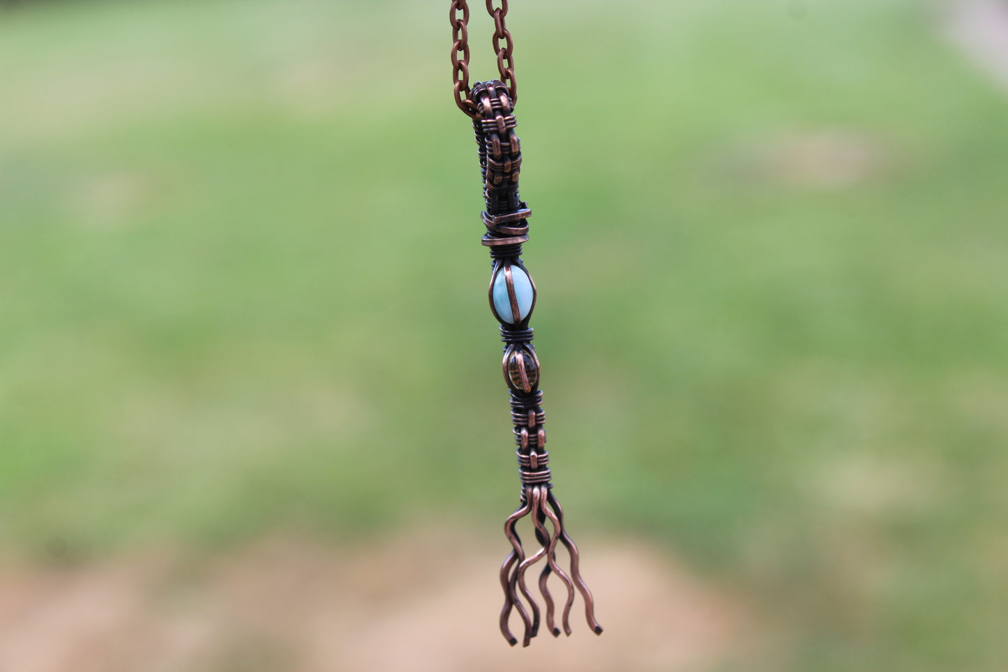 Larimar & Citrine Witches Broom Pendant