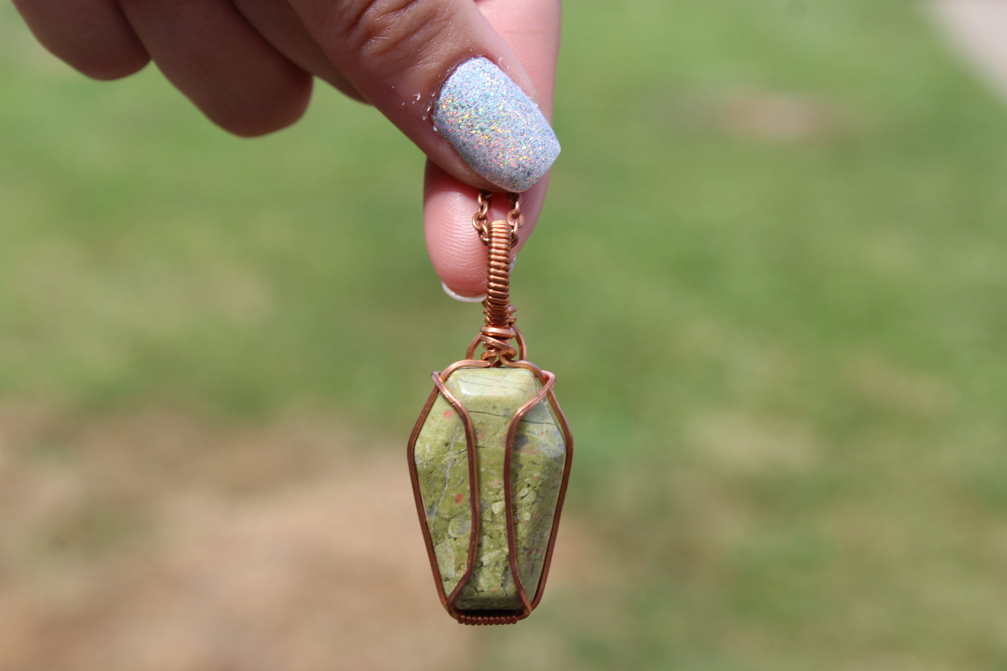 Unakite Coffin Pendant