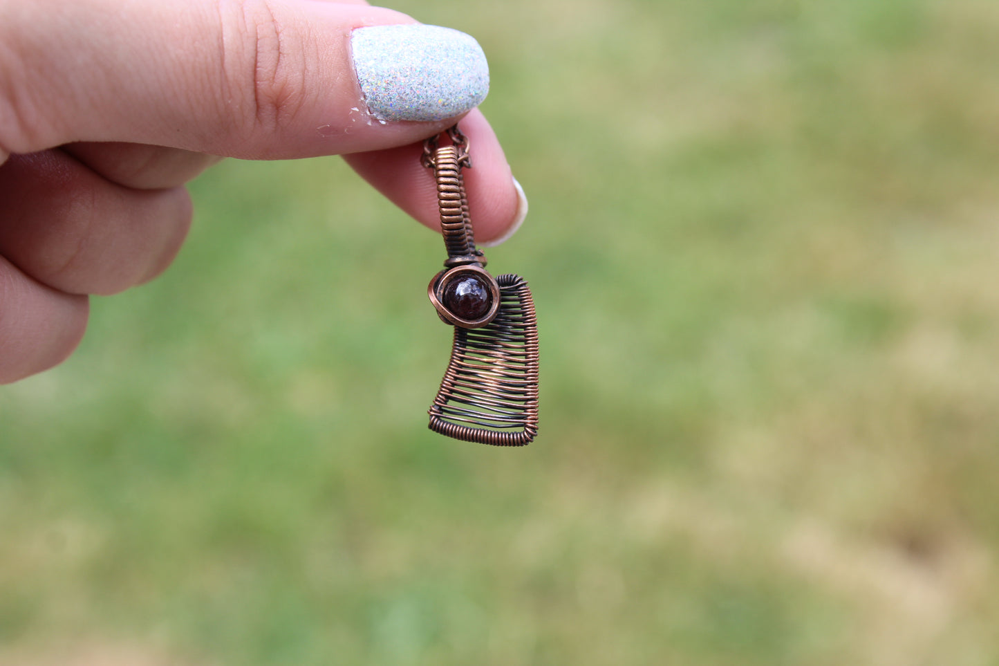 Garnet Meat Cleaver Pendant