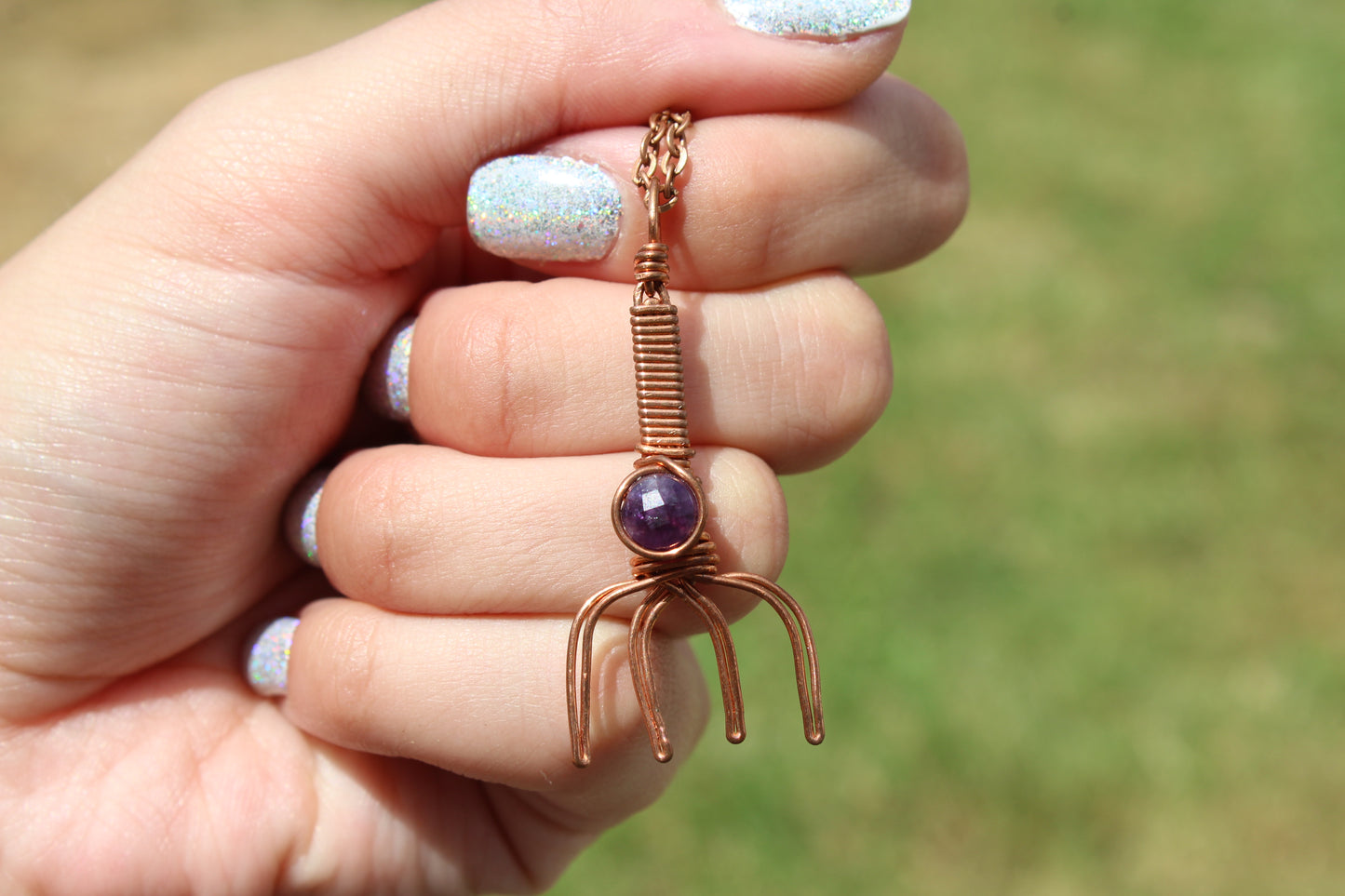 Amethyst Pitchfork Pendant