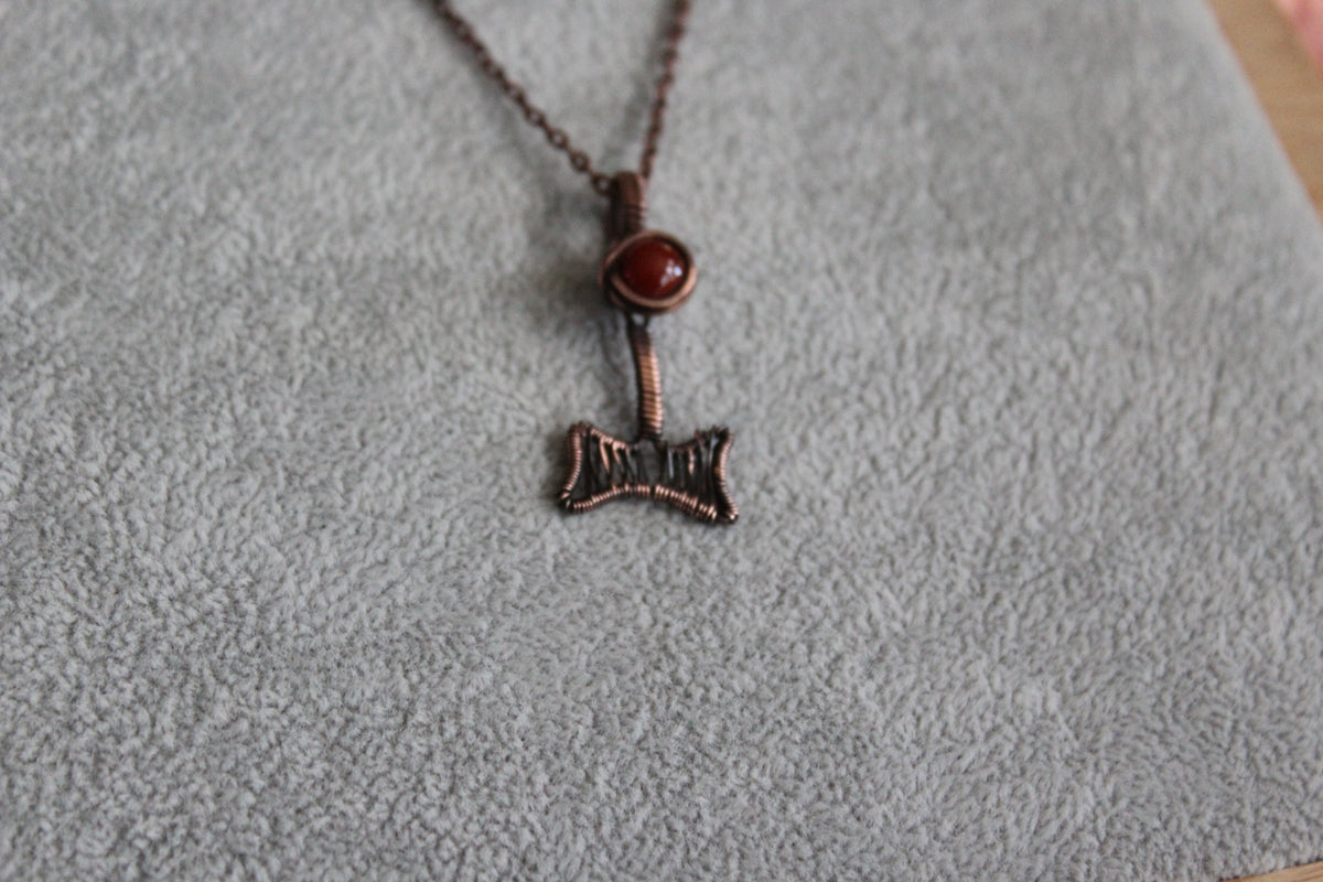 Red Banded Agate Double Sided Axe Pendant