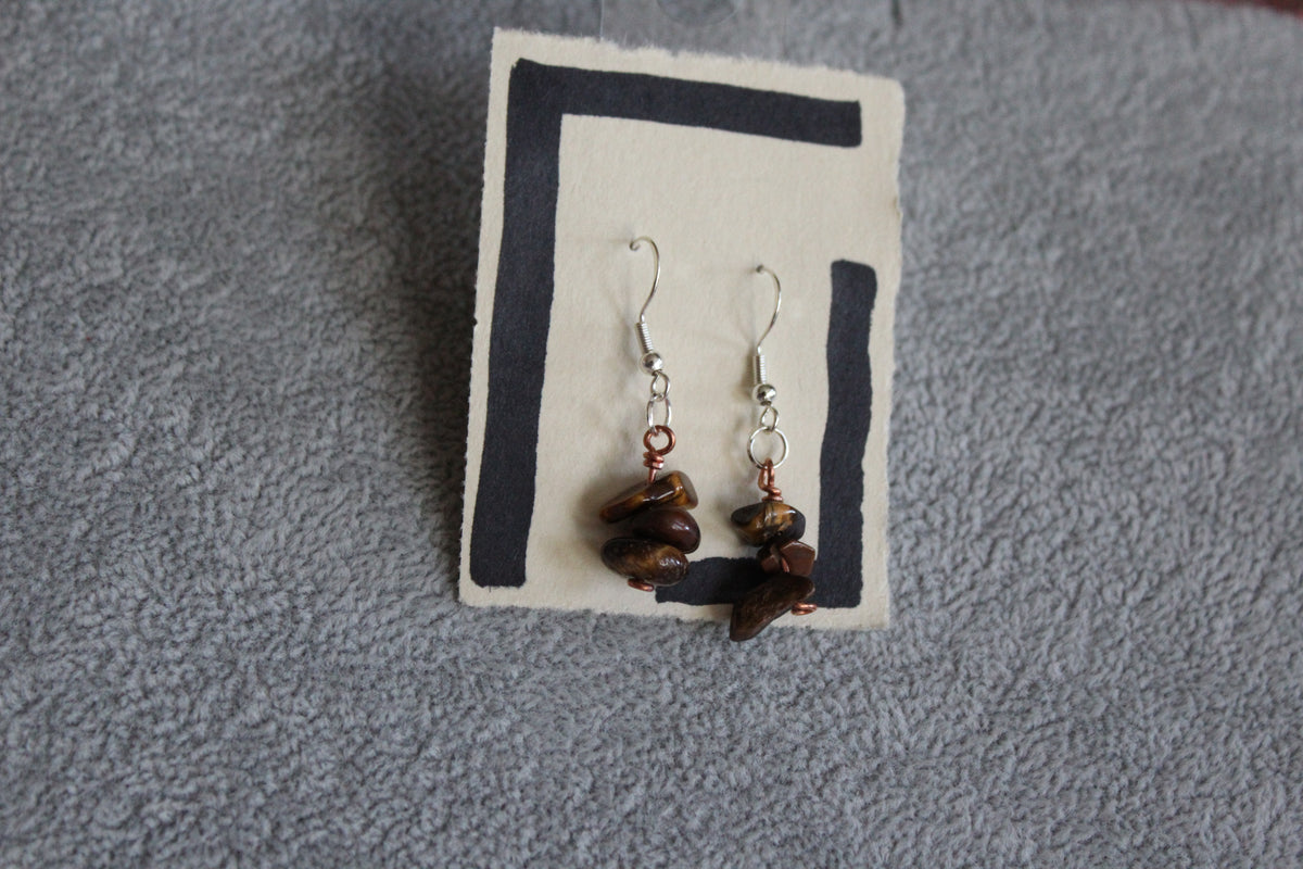 Tiger's Eye Chip Bead Earrings