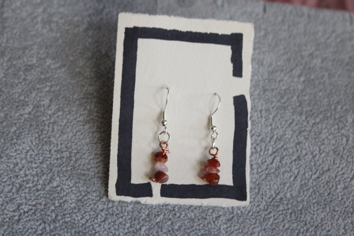 Red Banded Agate Chip Bead Earrings