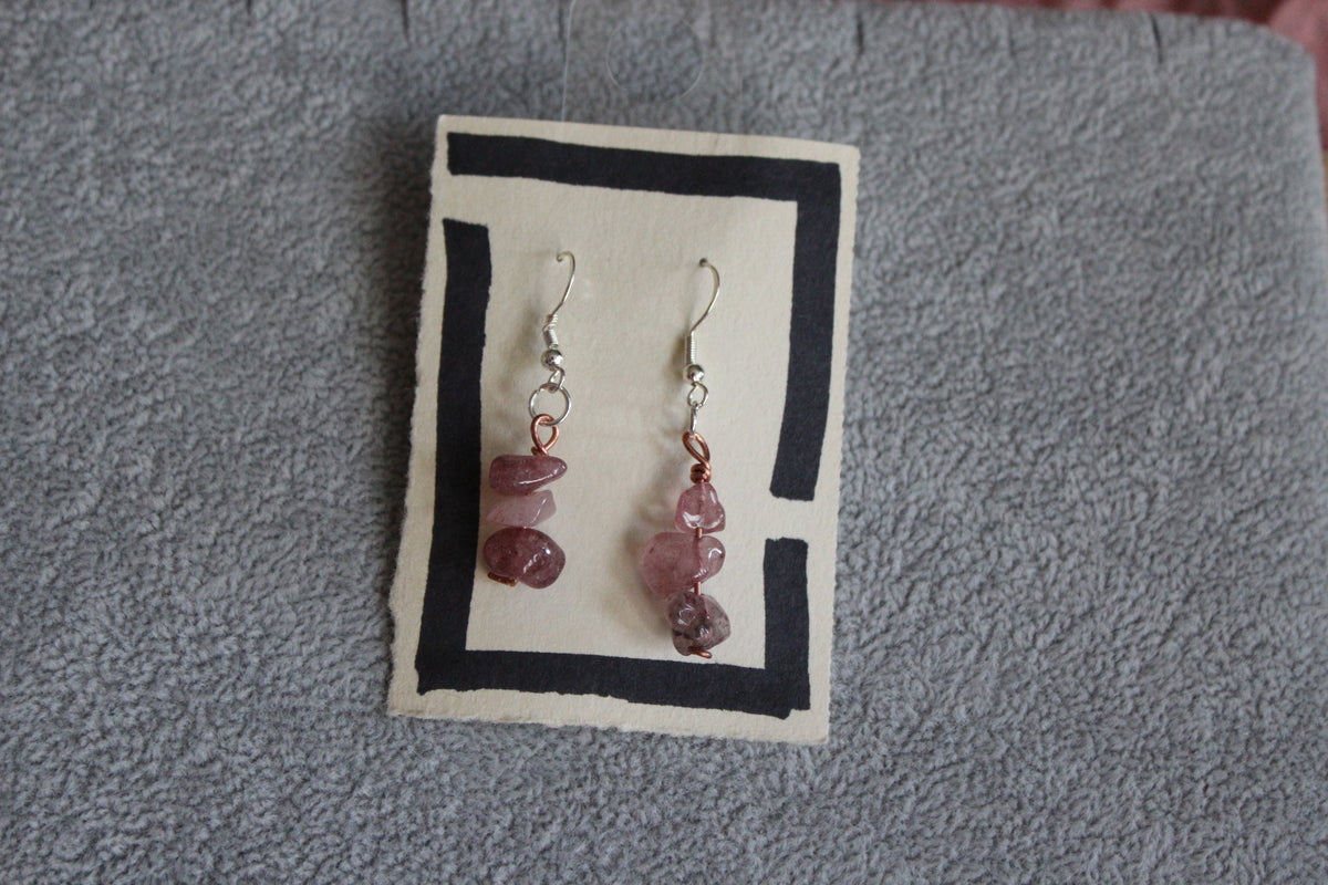 Strawberry Quartz Chip Bead Earrings