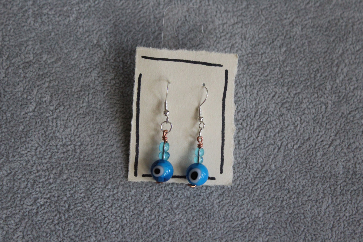 Light Blue Evil Eye Earrings