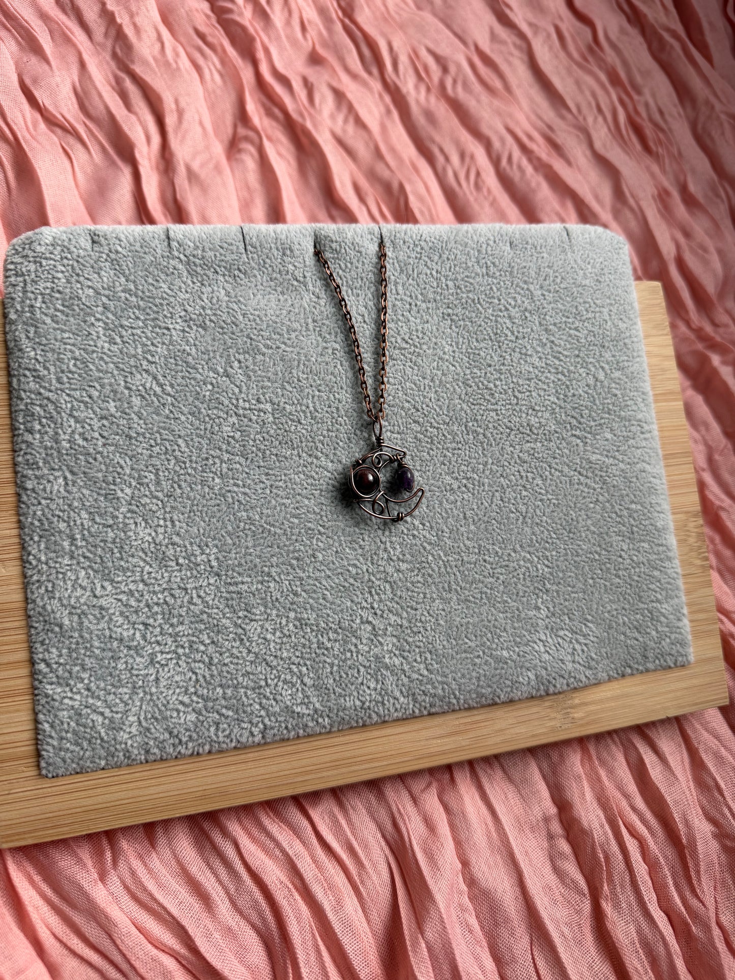 Garnet & Amethyst Crescent Moon