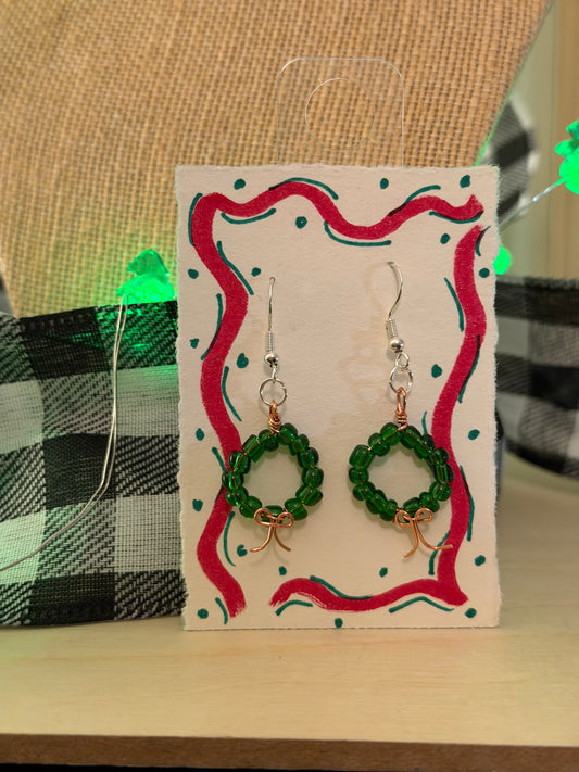 Wreath Seed Bead Earrings