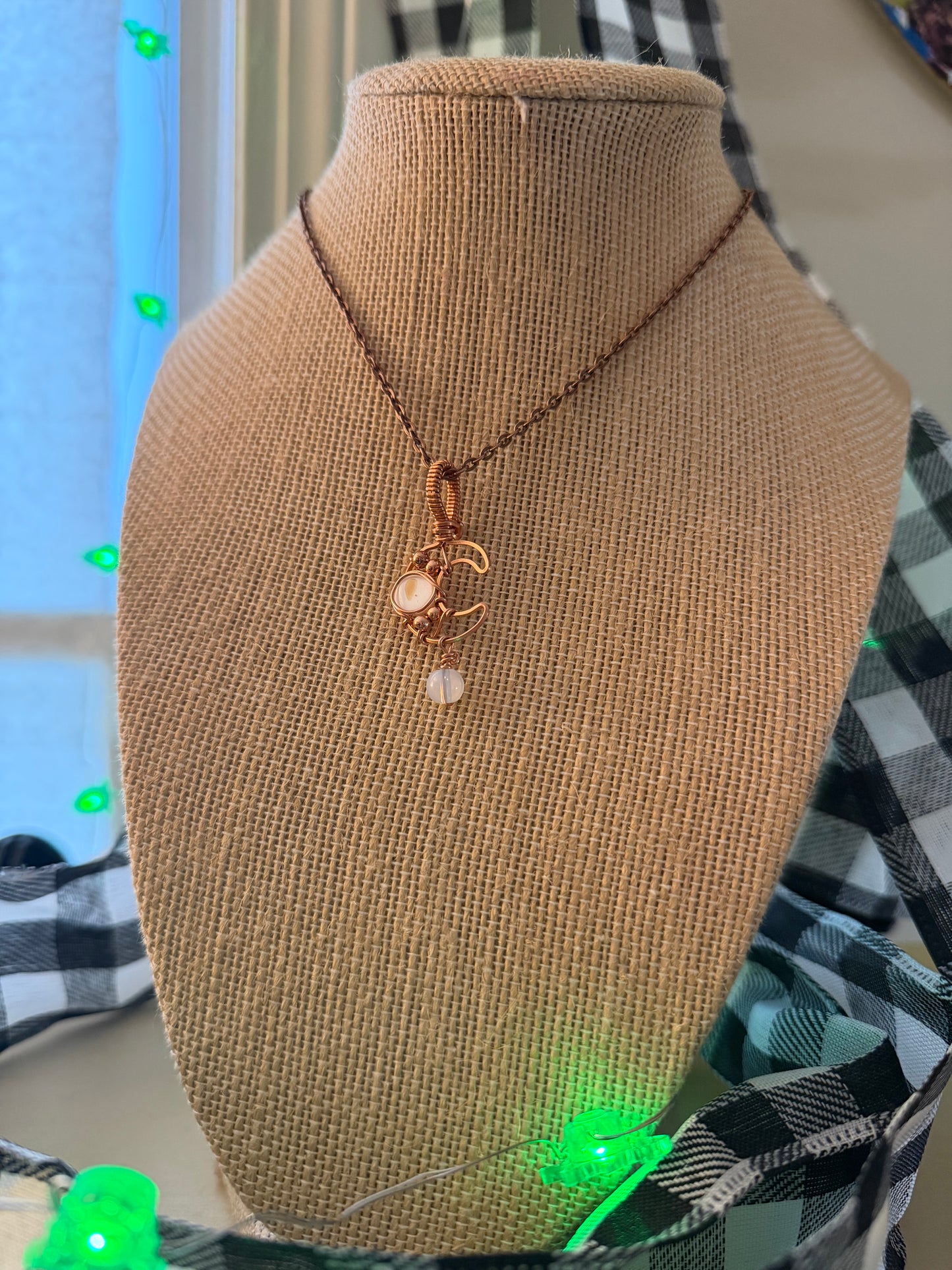 Mother of Pearl and Opalite Crescent Moon