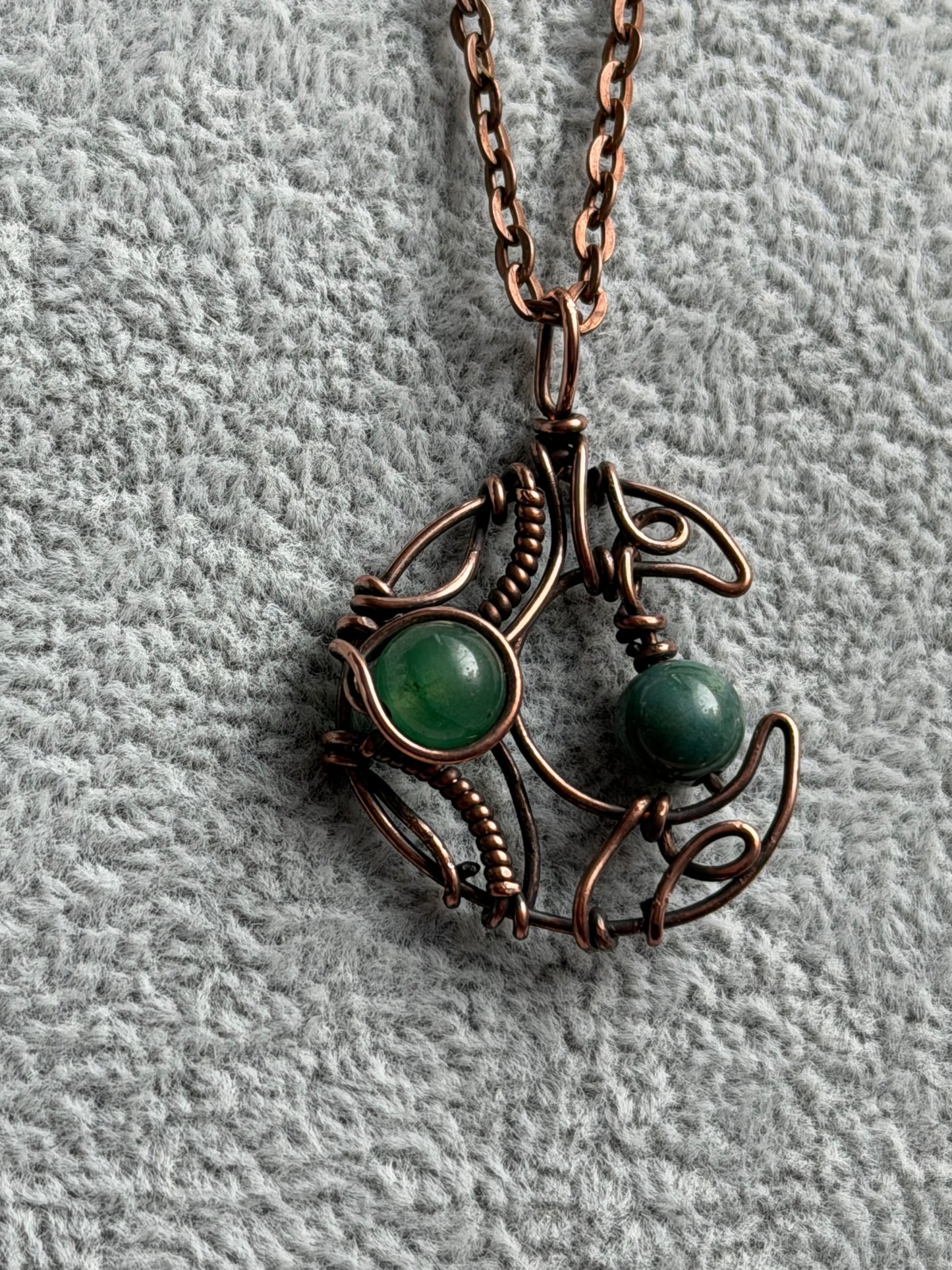 Aventurine & Moss Agate Crescent Moon