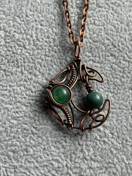 Aventurine & Moss Agate Crescent Moon