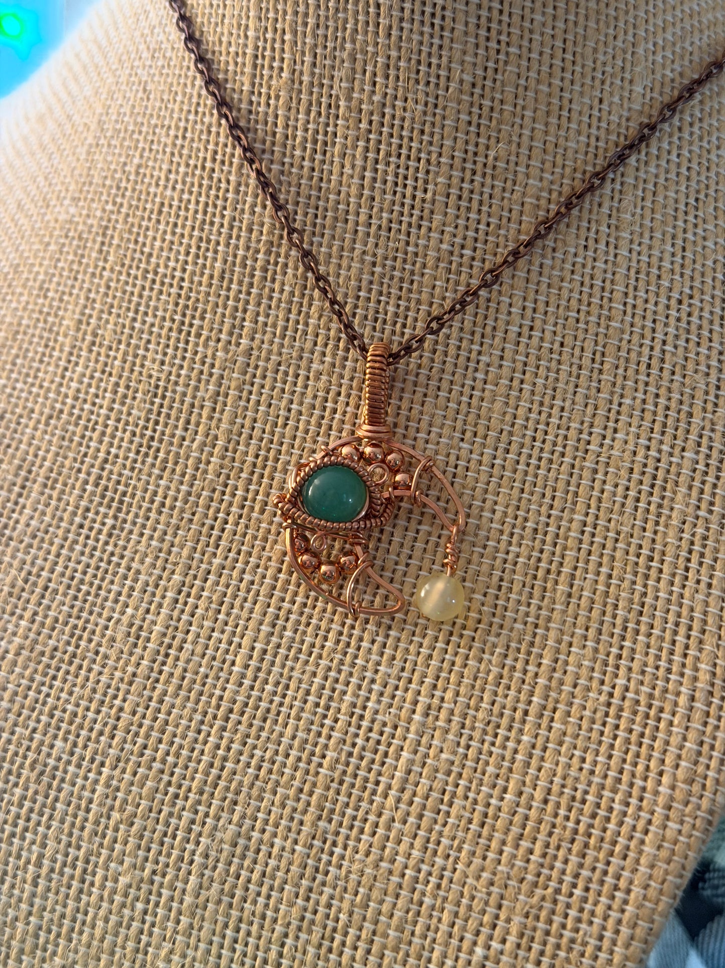 Aventurine & Yellow Agate Crescent Moon