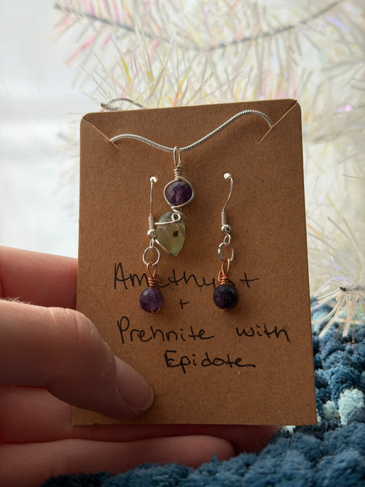 Amethyst & Prehnite with Epidote Gift Set