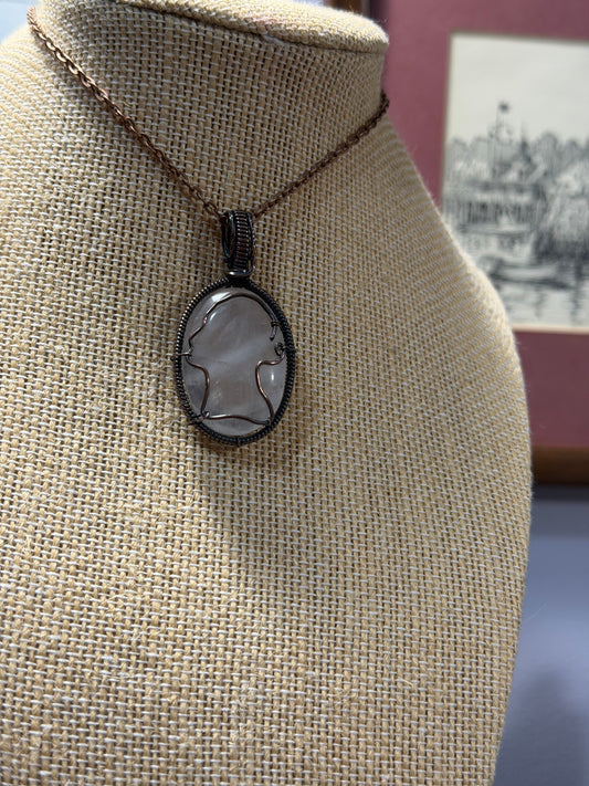 Rose Quartz Jane Austen Pendant