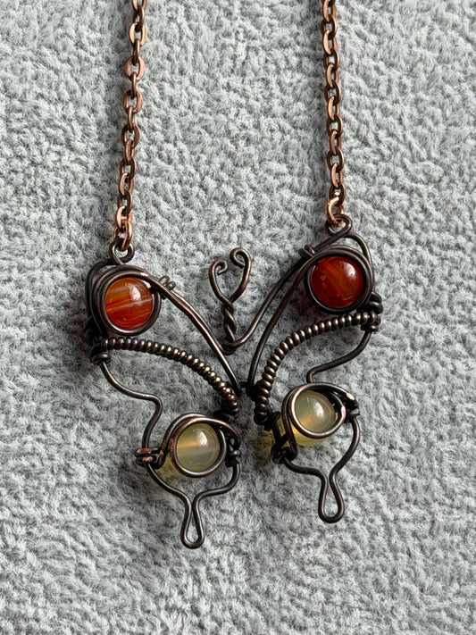 Red Banded Agate & Yellow Agate Butterfly