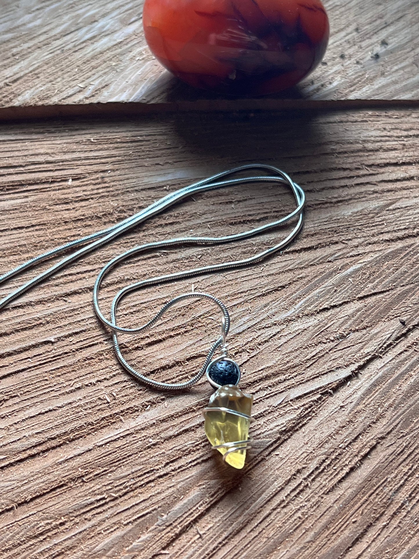 Lava Stone + African Citrine Dainty Double