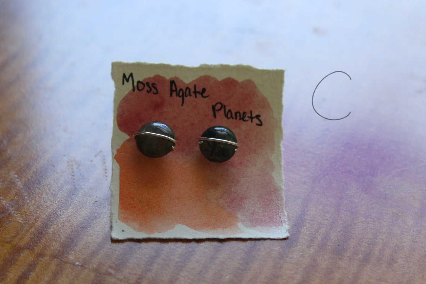 Moss Agate Planet Studs
