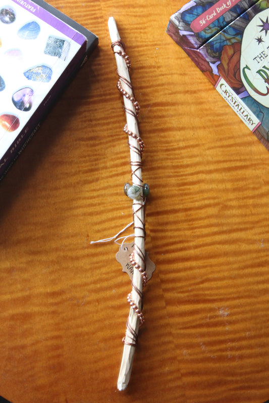 Moss Agate Maple Wand