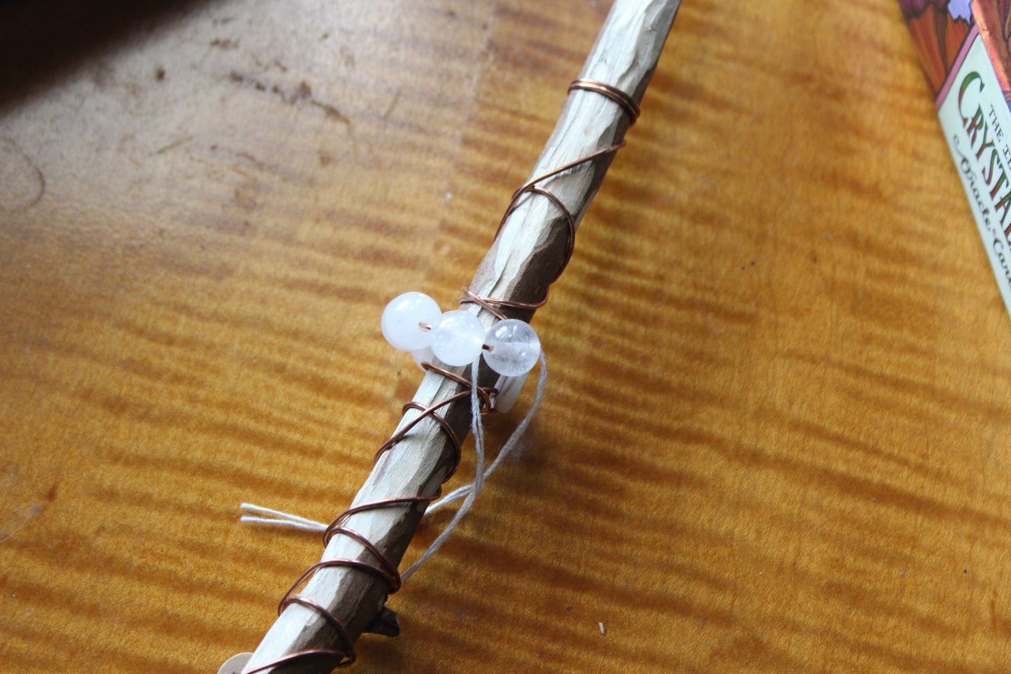 Quartz and Mother of Pearl Maple Wand