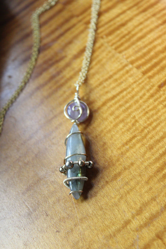 Amethyst + Labradorite Pendant