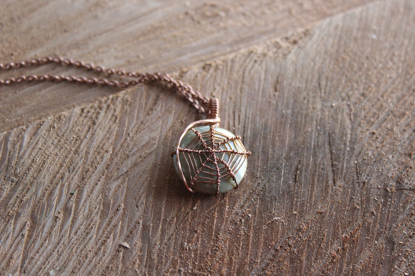 Ocean Jasper Spider Web Pendant