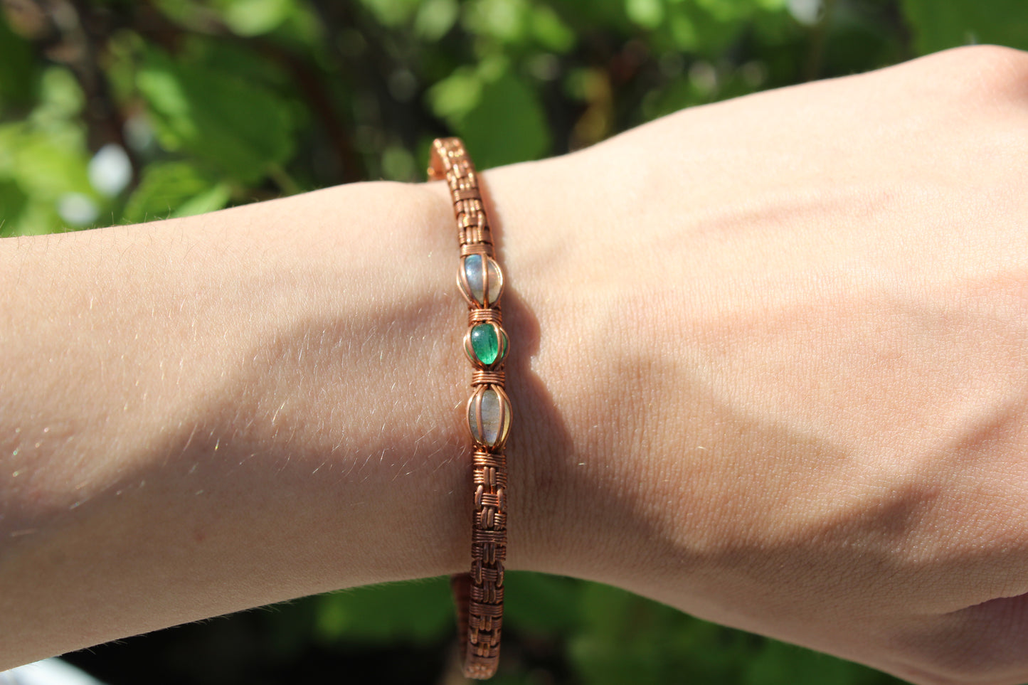 Labradorite & Aventurine Adjustable Cuff
