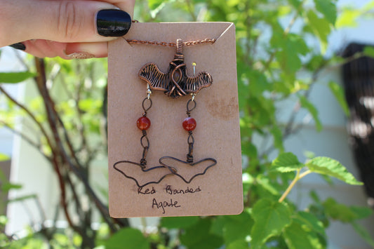 Bat Earring & Pendant Set