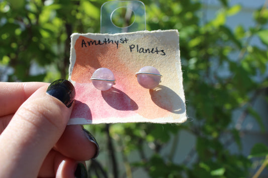 Amethyst Planet Studs