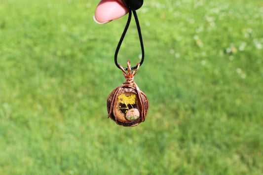 Unakite Acorn Pendant