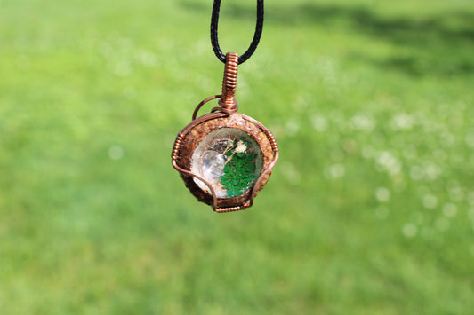 Angel Aura Quartz Green Acorn Pendant