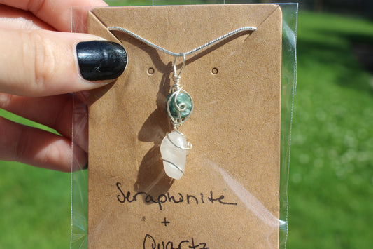 Seraphinite & Quartz Dainty Double